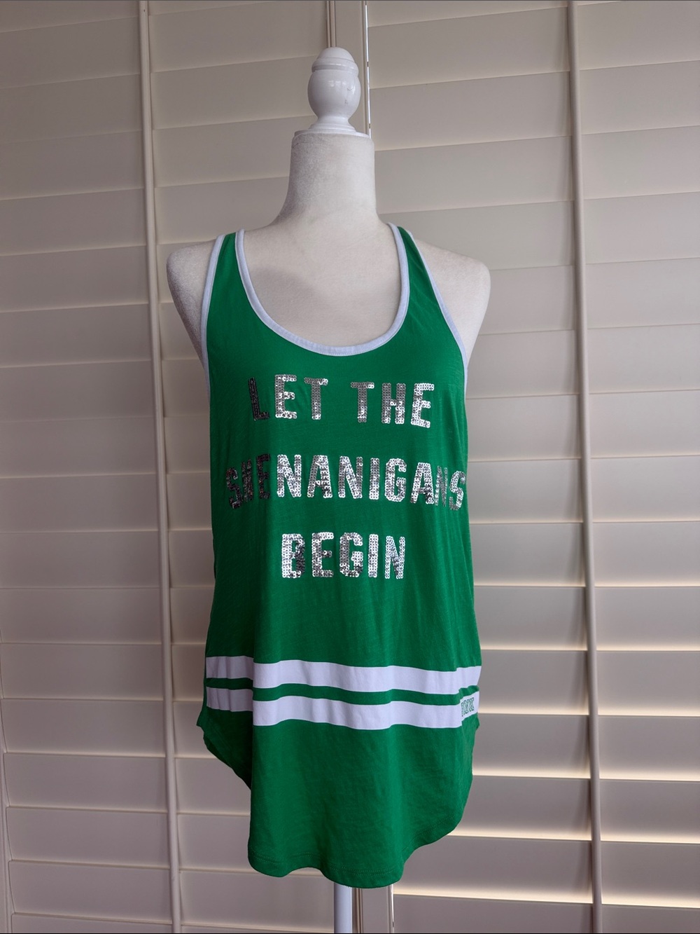PINK by VS Racerback Graphic Tank - LET THE SHENANIGANS BEGIN L